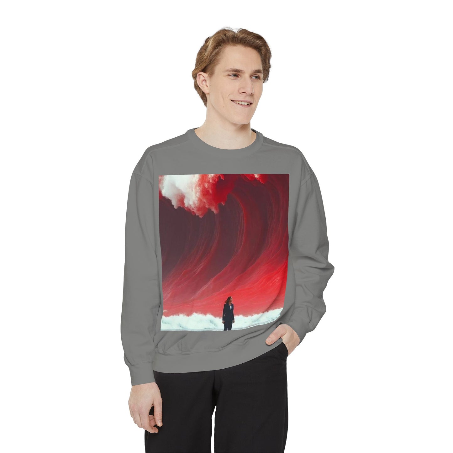 Red Wave Unisex Garment-Dyed Sweatshirt