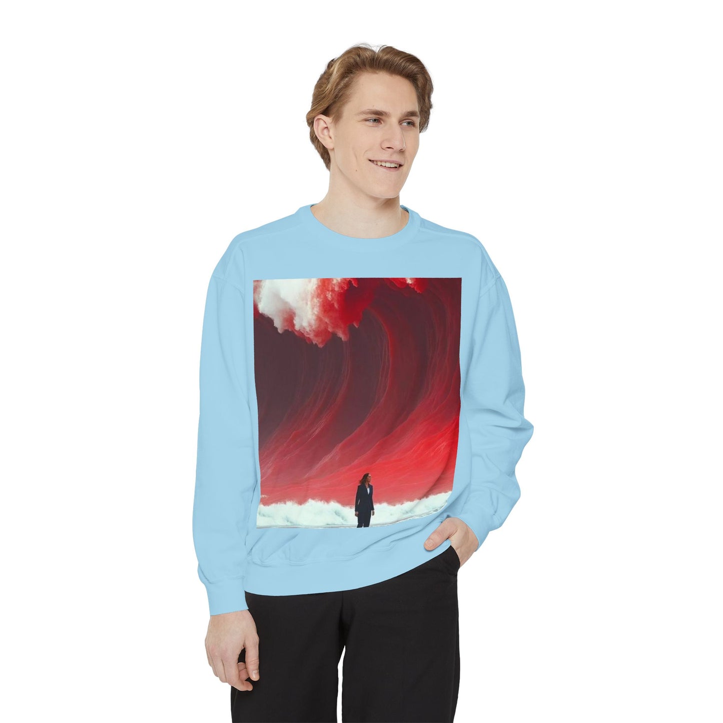 Red Wave Unisex Garment-Dyed Sweatshirt