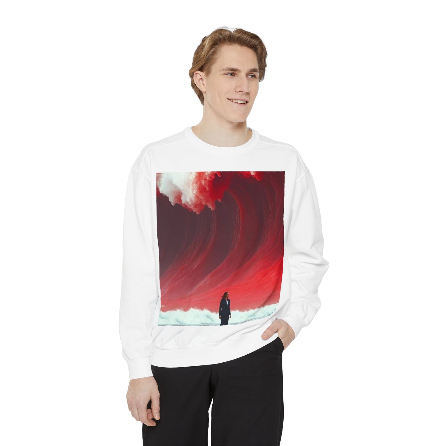 Red Wave Unisex Garment-Dyed Sweatshirt